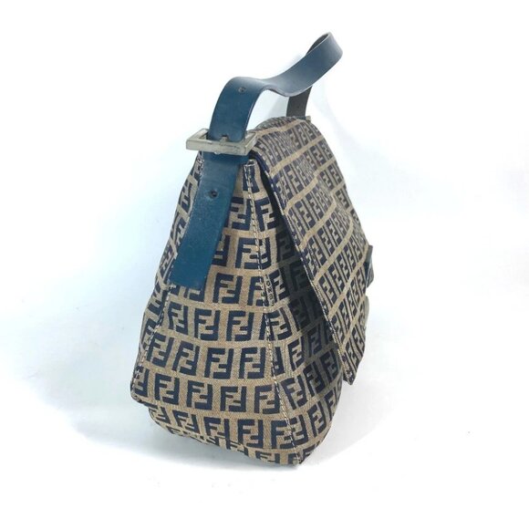 FENDI shoulder bag Mamma Baguette Zucchino Shoulder Bag Canvas/Leather Navy - Picture 10 of 14